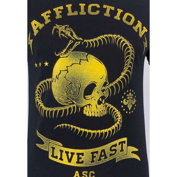 AFFLICTION SNAKE EYES Men's T-shirt BLACK Biker MM - Picture 6 of 8
